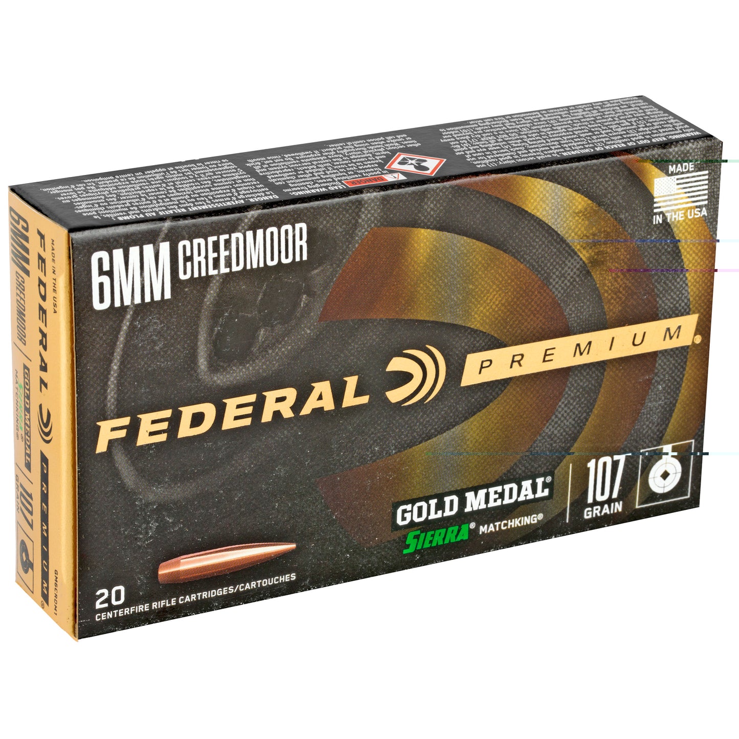 Fed Gold Mdl 6mmcrd 107gr Smk 20/200