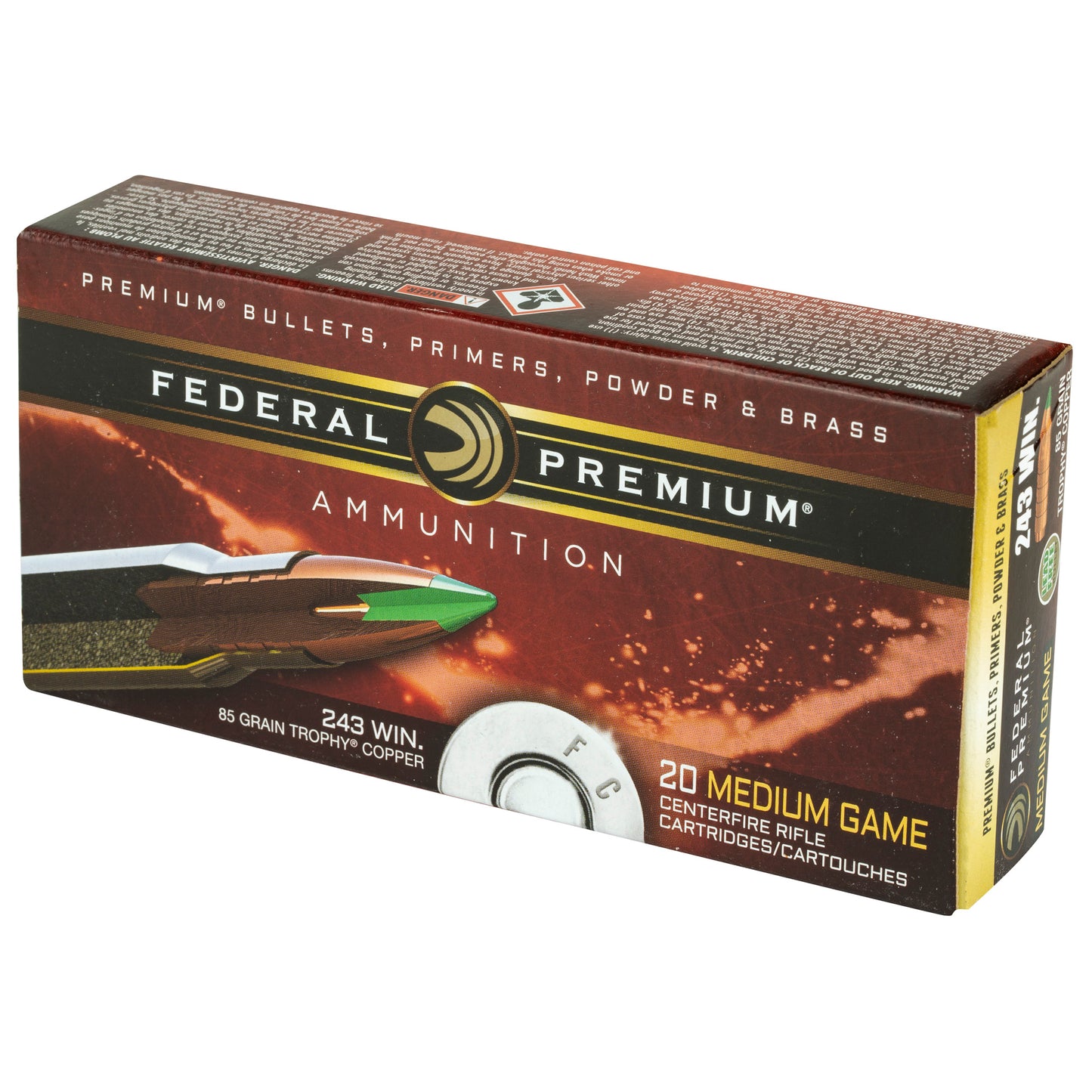 Fed Prm 243win 85gr Trphy Copper 20