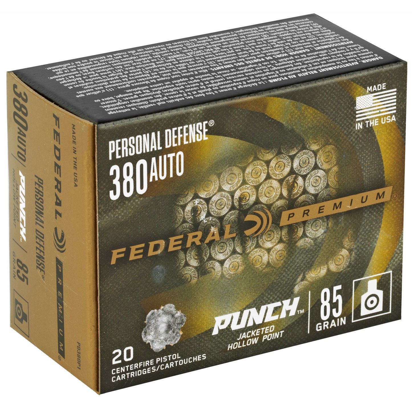 Fed Pd Punch 380auto 85gr Jhp 20/200